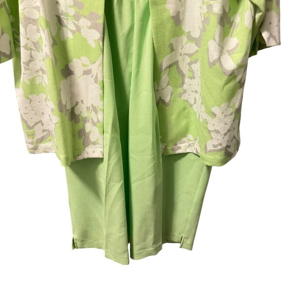 BonWorth Womens Floral Two-Piece Set L/XLP Green & White 100% Polyester Spring - Picture 9 of 11